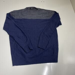 Forte Mens Cashmere Crew Neck Sweater Size Medium Blue Classic Casual